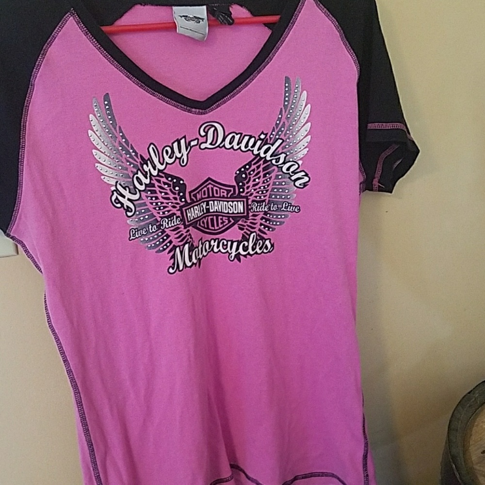 XL harley davidson pink and black t shirt
